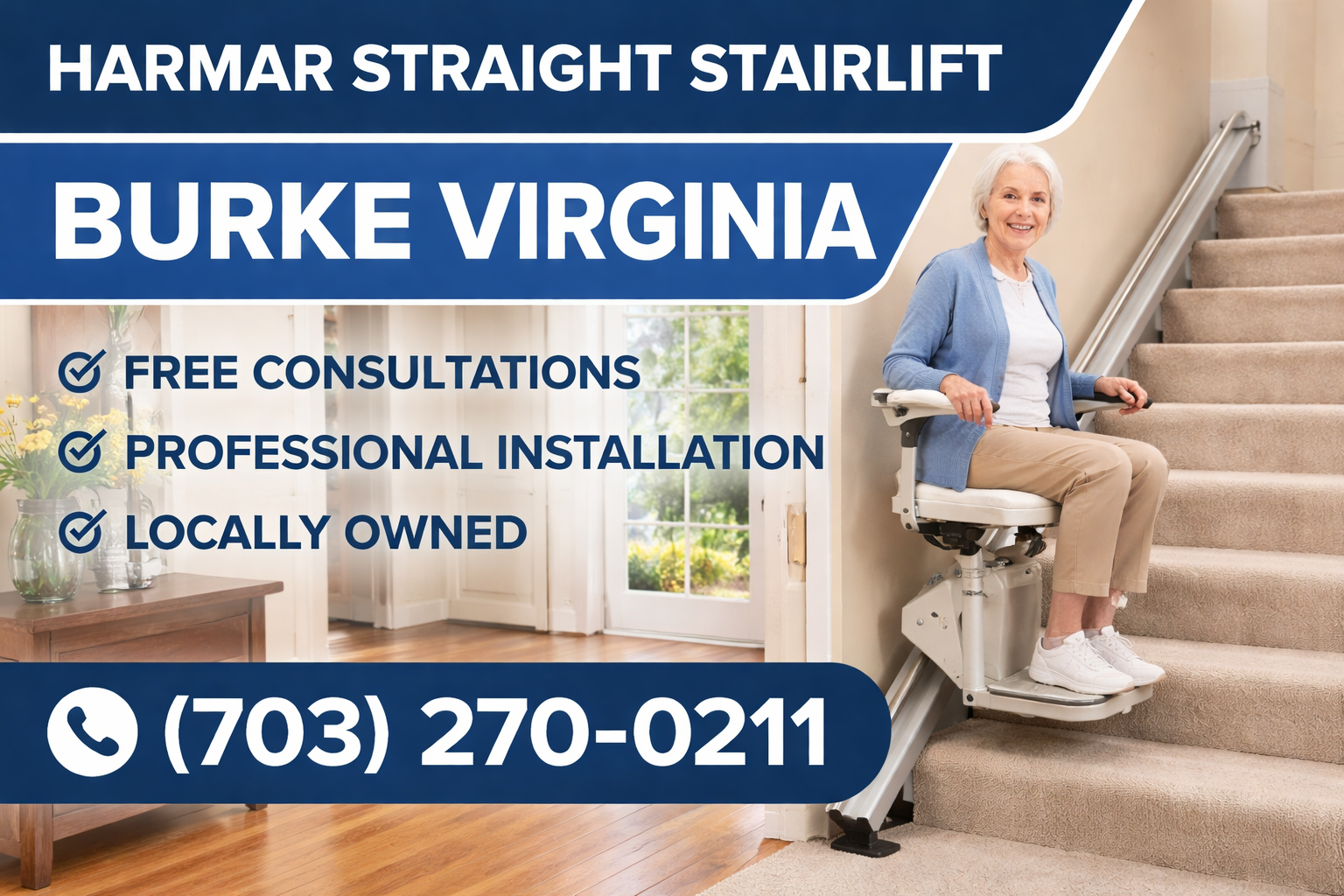Harmar Straight Stairlift in Burke: Glide Up and Down Stairs Effortlessly